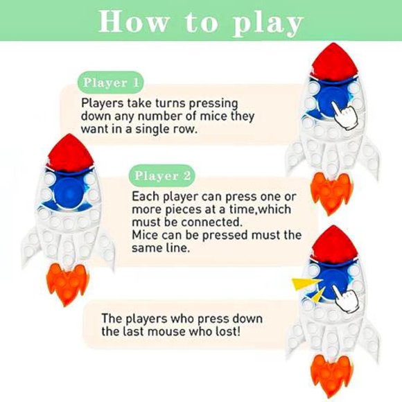 2 Pieces Rocket Space Theme Pop It Easter Fidget Toys - Picture 5 of 5